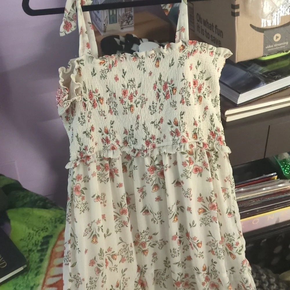 Floral Dress with Pink and Cream Accents - Picture 6 of 6
